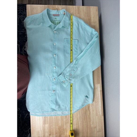 Tommy Bahama Shirt Mens Sz XL Turquoise Aqua Linen Casual Button Up Long Sleeve - Picture 4 of 10